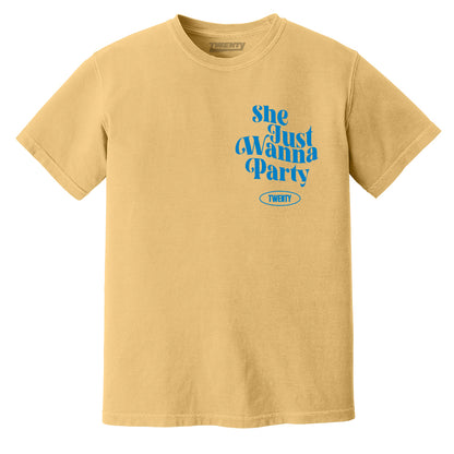 SHE JUST WANNA PARTY TEE (VINTAGE GOLD)