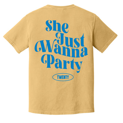 SHE JUST WANNA PARTY TEE (VINTAGE GOLD)